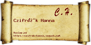 Czifrák Hanna névjegykártya